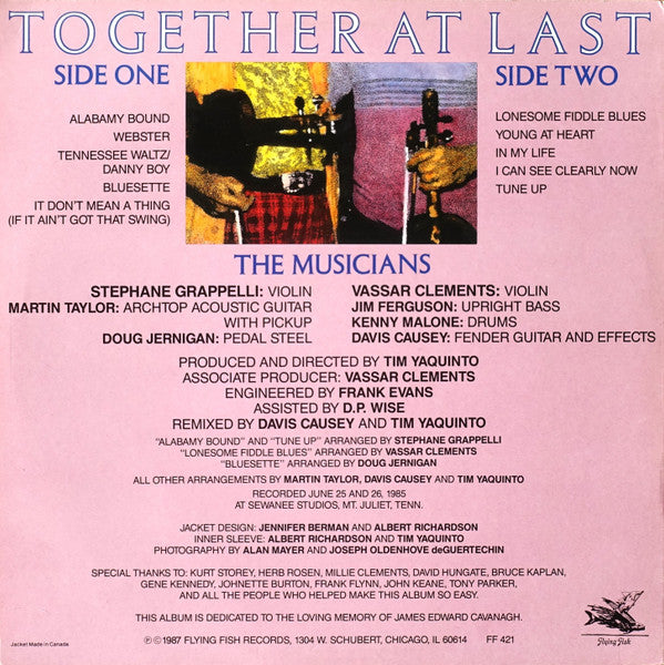 Stephane Grappelli* • Vassar Clements : Together At Last (LP, Album)