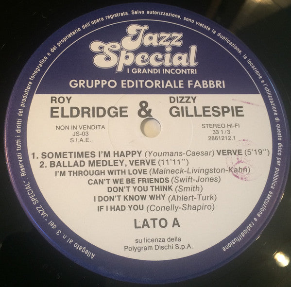 Roy Eldridge & Dizzy Gillespie : Roy Eldridge & Dizzy Gillespie (LP)