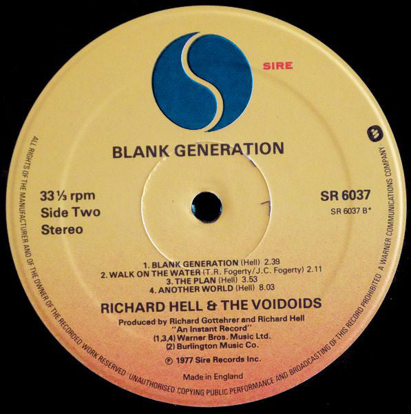 Richard Hell & The Voidoids : Blank Generation (LP, Album, RE)