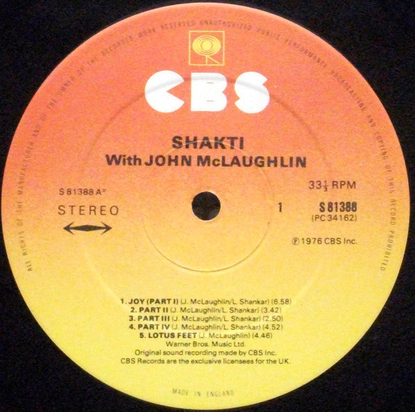 Shakti (2) With John McLaughlin : Shakti With John McLaughlin (LP, Album)