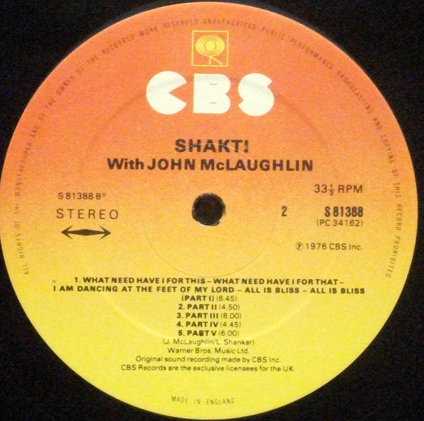 Shakti (2) With John McLaughlin : Shakti With John McLaughlin (LP, Album)