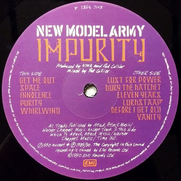 New Model Army : Impurity (LP, Album, Gat)