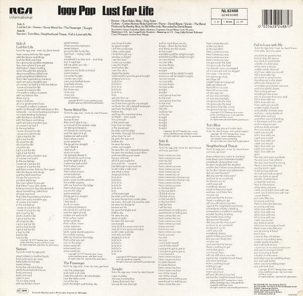 Iggy Pop : Lust For Life (LP, Album, RE)