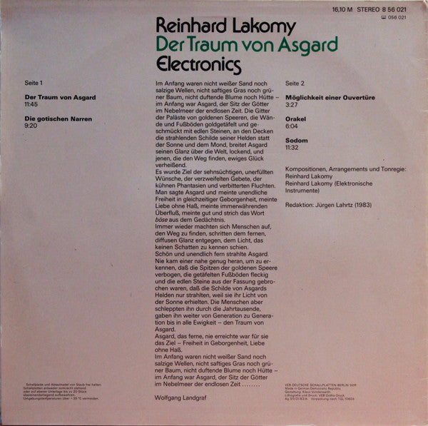 Reinhard Lakomy : Der Traum Von Asgard (LP, Album)