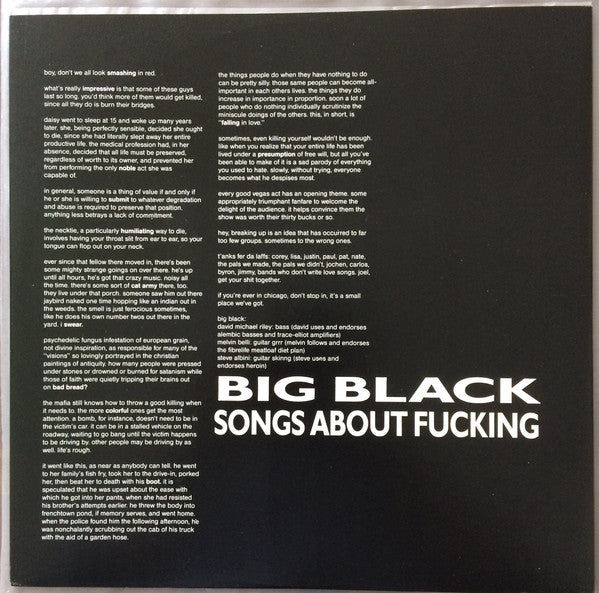 Big Black : Songs About Fucking (LP, Album)