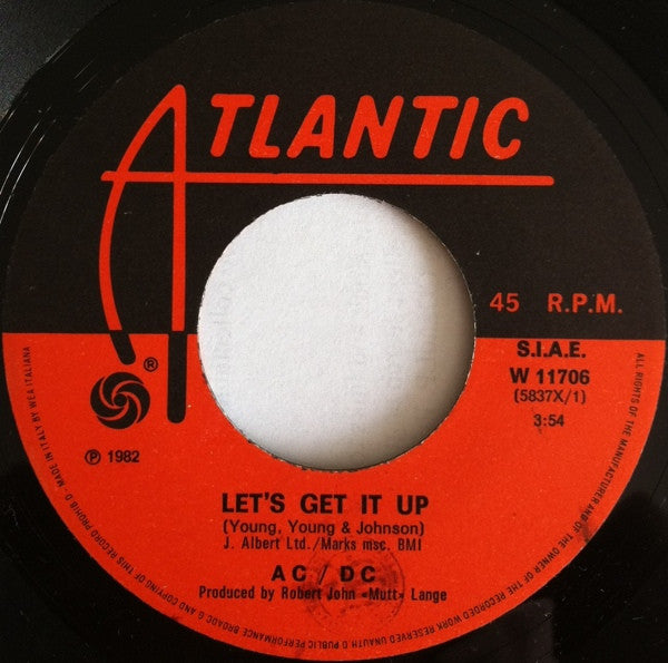 AC/DC : Let's Get It Up c/w Back In Black (Recorded Live Dec 1981) (7")