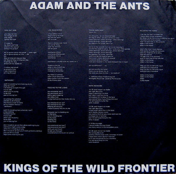 Adam And The Ants : Kings Of The Wild Frontier (LP, Album, Pit)