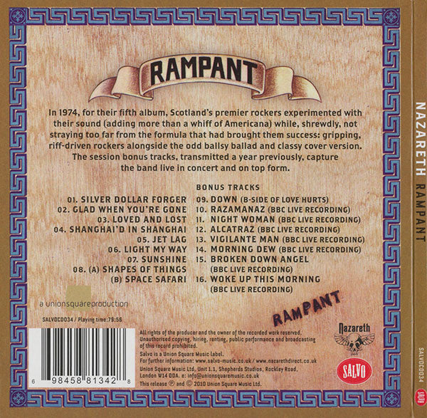 Nazareth (2) : Rampant (CD, Album, RE, RM)