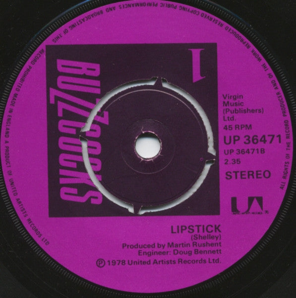 Buzzcocks : Promises / Lipstick (7", Single, Pus)