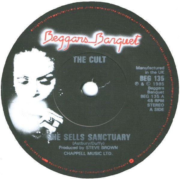 The Cult : She Sells Sanctuary (7", Single, Bla)