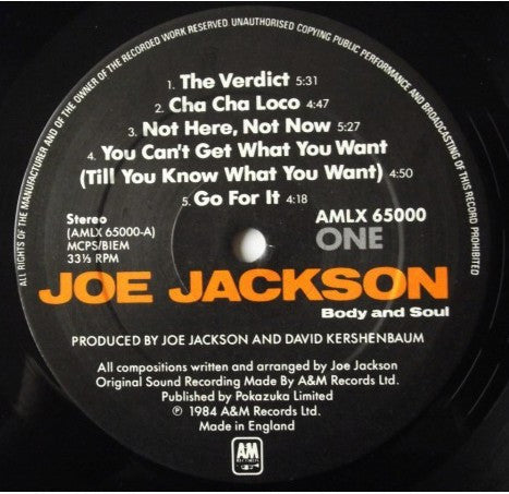 Joe Jackson : Body And Soul (LP, Album)