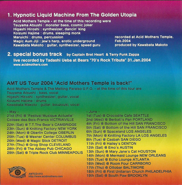 Acid Mothers Temple & The Melting Paraiso U.F.O.* : Hypnotic Liquid Machine From The Golden Utopia (CD, Album)