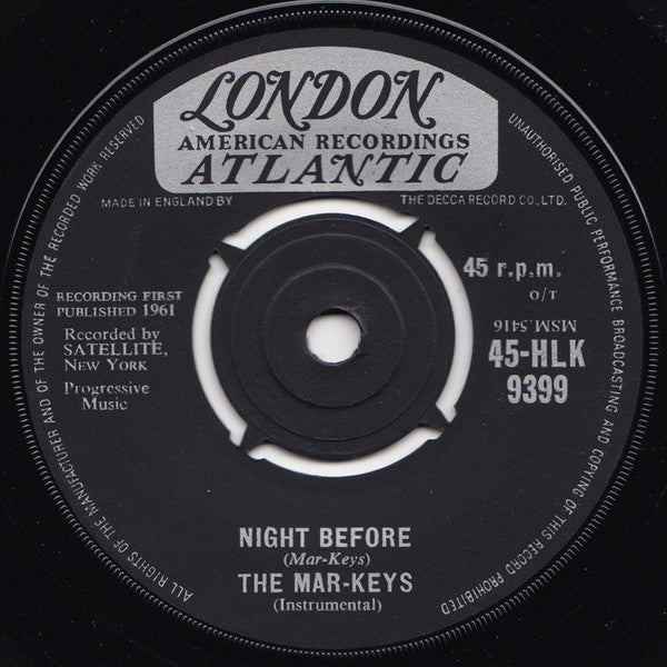 The Mar-Keys : Last Night (7", Single)