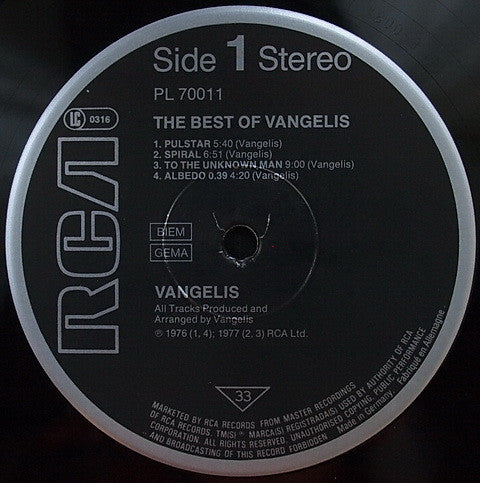 Vangelis : The Best Of Vangelis (LP, Comp, RE)