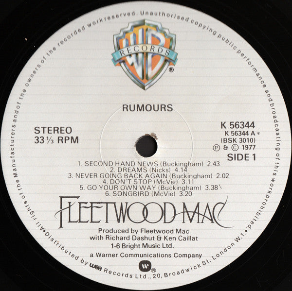 Fleetwood Mac : Rumours (LP, Album, RP)