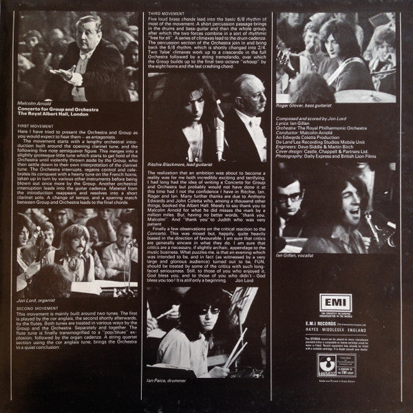 Deep Purple & The Royal Philharmonic Orchestra*, Malcolm Arnold : Concerto For Group And Orchestra (LP, Album, Gat)