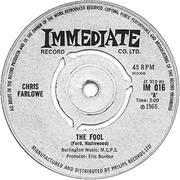 Chris Farlowe : The Fool (7", Single, Mono)