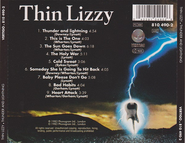 Thin Lizzy : Thunder And Lightning (CD, Album, RE)