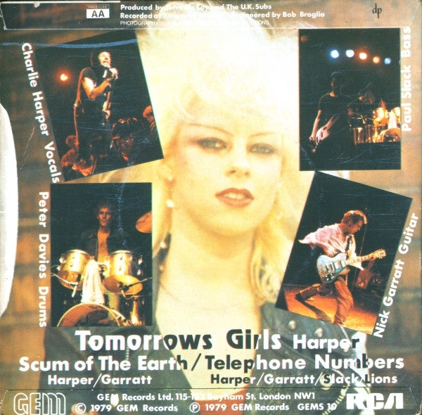 U.K. Subs* : Tomorrows Girls (7", Single, Blu)