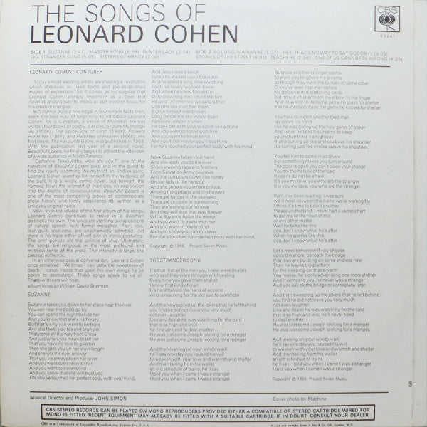 Leonard Cohen : Songs Of Leonard Cohen (LP, Album)