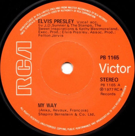 Elvis Presley : My Way (7", Single, Sol)
