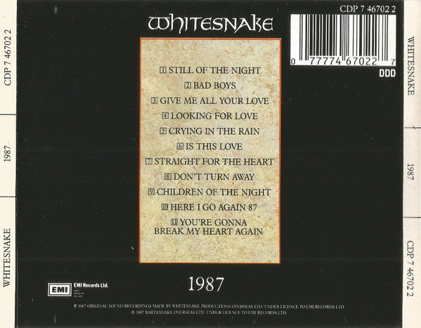 Whitesnake : 1987 (CD, Album, Son)