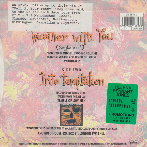 Crowded House : Weather With You (7", Single)