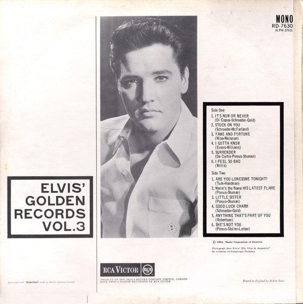 Elvis Presley : Elvis' Golden Records, Vol. 3 (LP, Comp, Mono, RE)