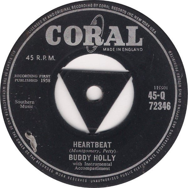 Buddy Holly : Heartbeat (7", Single, Tri)