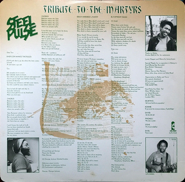 Steel Pulse : Tribute To The Martyrs (LP, Album)