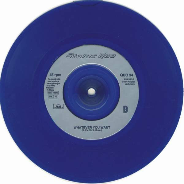 Status Quo : I Didn't Mean It (7", Single, Blu)