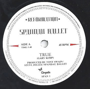 Spandau Ballet : True (7", Single, Pap)