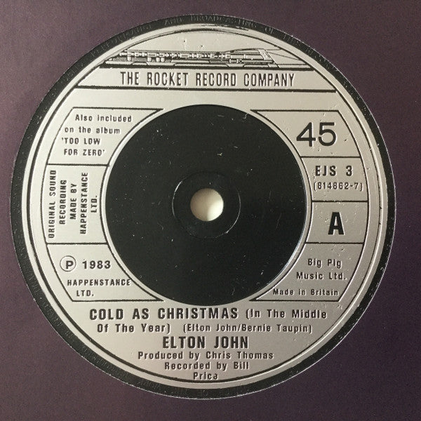 Elton John : Cold As Christmas (In The Middle Of The Year) / Crystal (2x7", Single)