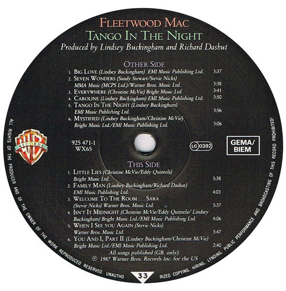 Fleetwood Mac : Tango In The Night (LP, Album)