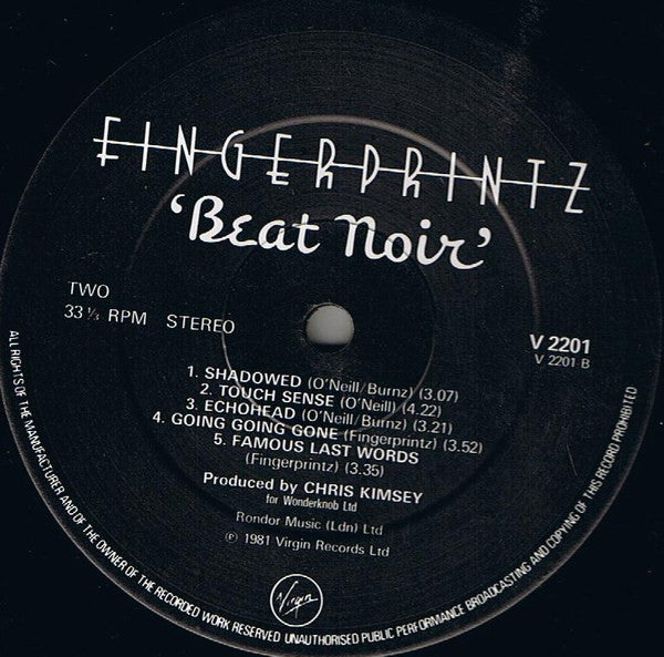 Fingerprintz (2) : Beat Noir (LP, Album, Tow)