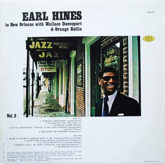 Earl Hines With Wallace Davenport And Orange Kellin : Earl Hines In New Orleans - Vol. 2 (LP, Album)