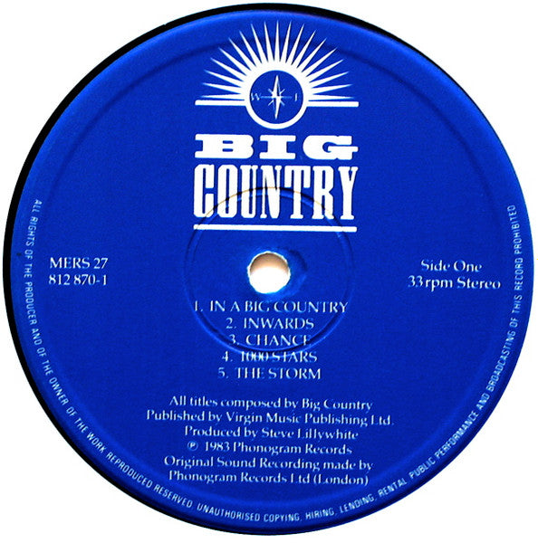 Big Country : The Crossing (LP, Album, Blu)