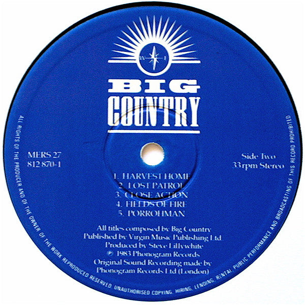 Big Country : The Crossing (LP, Album, Blu)