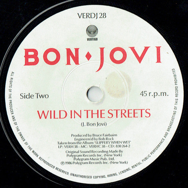 Bon Jovi : Livin' On A Prayer (7", Single, Promo)