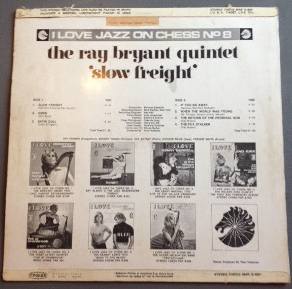 The Ray Bryant Quintet :  I Love Ray Bryant - "Slow Freight" (LP, Album)