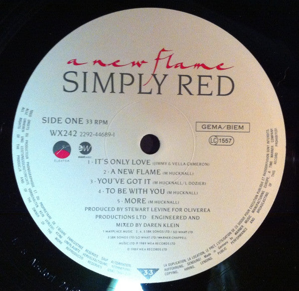 Simply Red : A New Flame (LP, Album, RP)