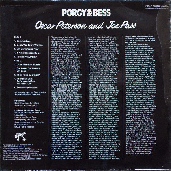 Oscar Peterson And Joe Pass : Porgy & Bess (LP, Album)