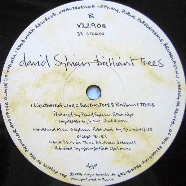 David Sylvian : Brilliant Trees (LP, Album)