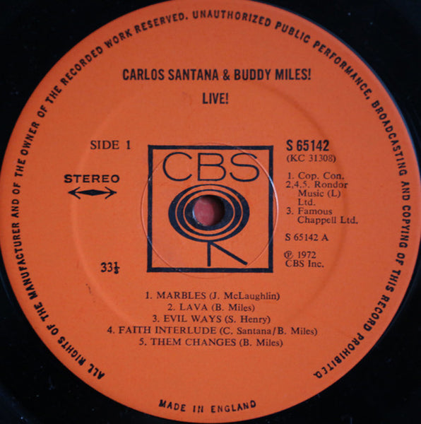 Carlos Santana & Buddy Miles : Carlos Santana & Buddy Miles! Live ! (LP, Album, Gat)