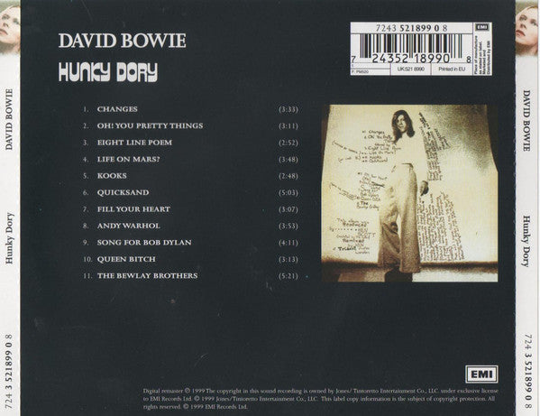 David Bowie : Hunky Dory (CD, Album, Enh, RE, RM)