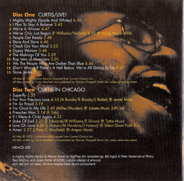 Curtis Mayfield : Curtis/Live! / Curtis In Chicago (CD, Album, RE, RM + CD, Album, RE, RM + Comp)