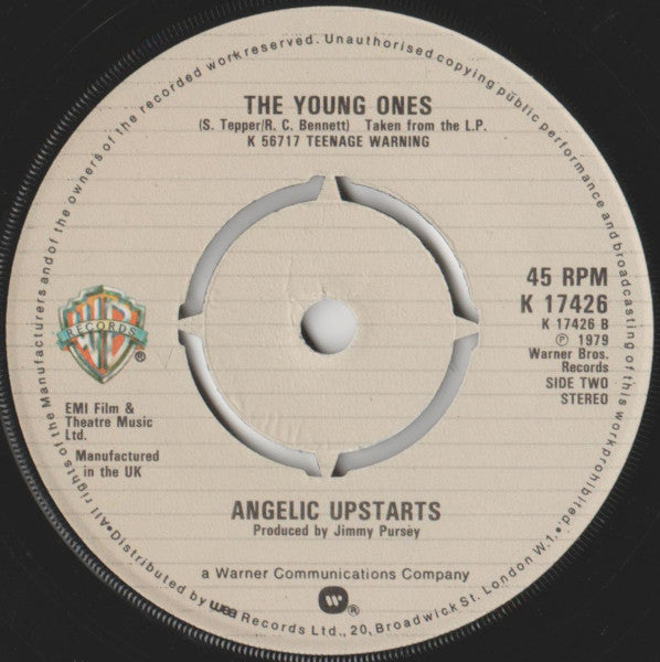 Angelic Upstarts : Teenage Warning (7", Single, Pus)