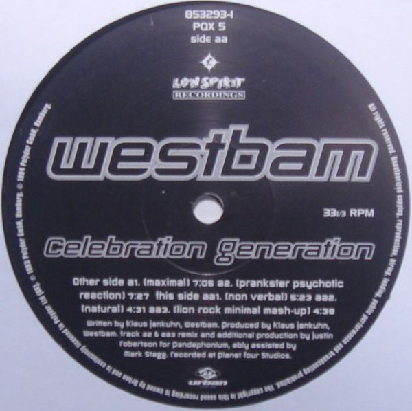 Westbam : Celebration Generation (12", Single)