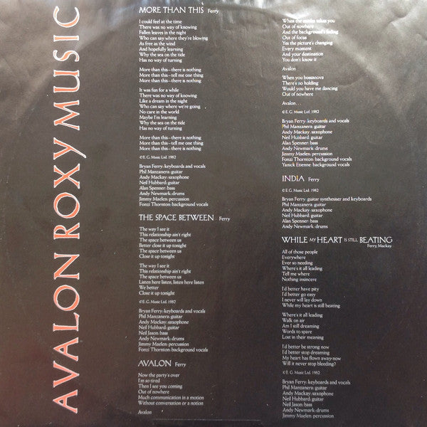 Roxy Music : Avalon (LP, Album)