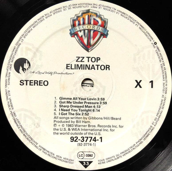 ZZ Top : Eliminator (LP, Album)